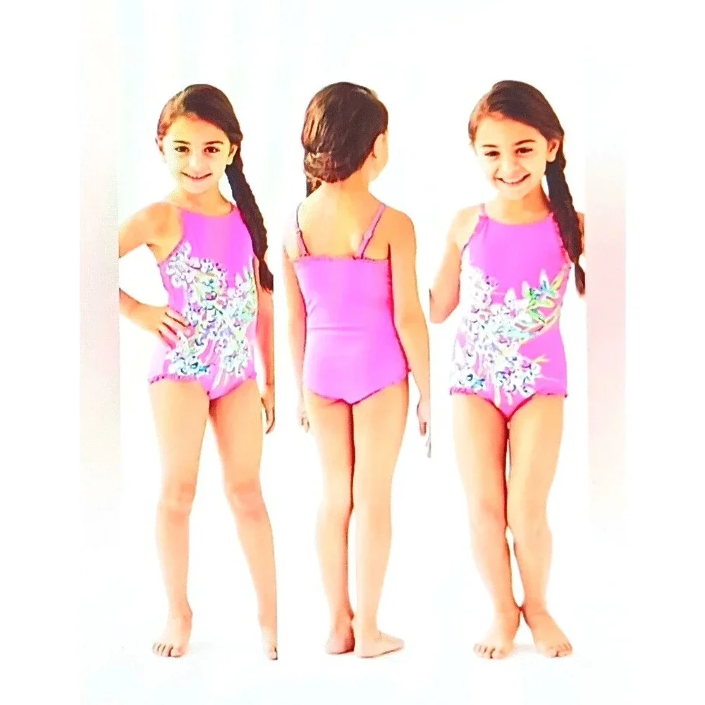 NEW Lilly Pulitzer Girls Juliet One Piece Swimsuit Pink Tropics Sz 10
